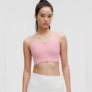 Lululemon Like A Cloud Ribbed Longline Bra B/C cup Pink Tide, size 8, like new!